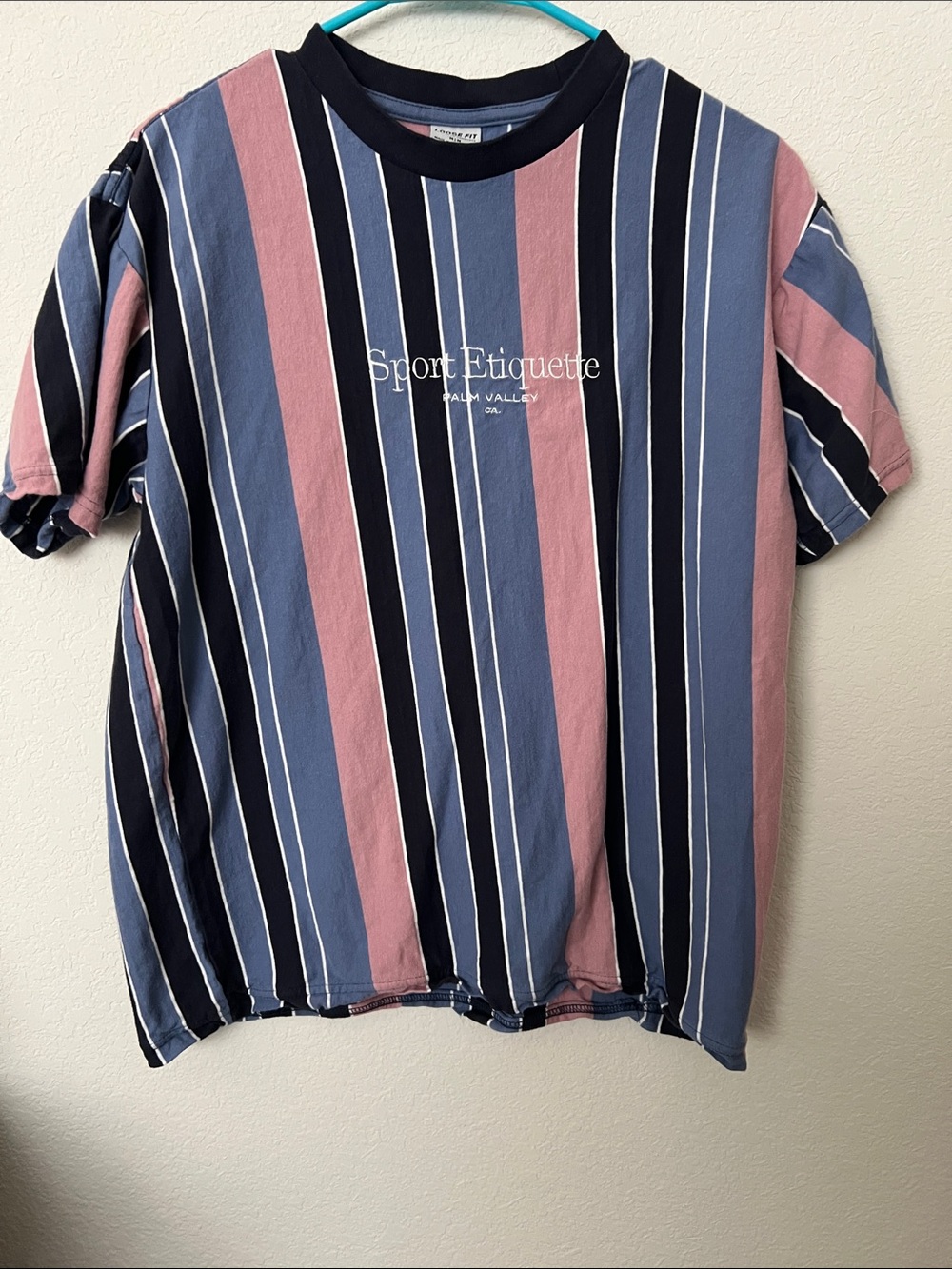 Kids Short-Sleeve Striped Tee in Blue & Pink
